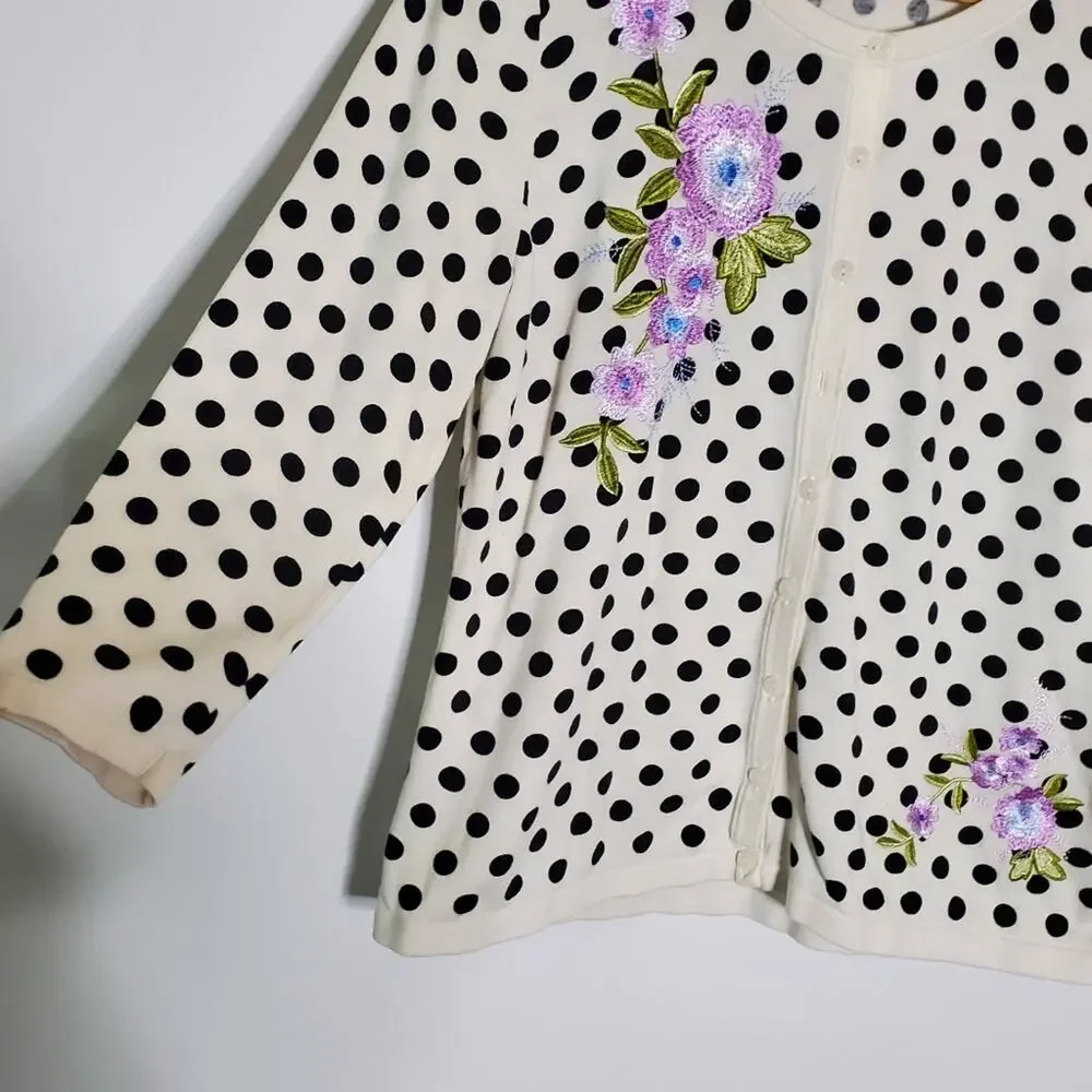 Talbots RSVP floral Embellished polka dot Sweater with matching tank top Size M